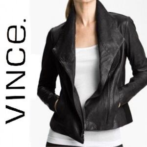 VINCE. Scuba Black 100% Leather Jacket Size XS